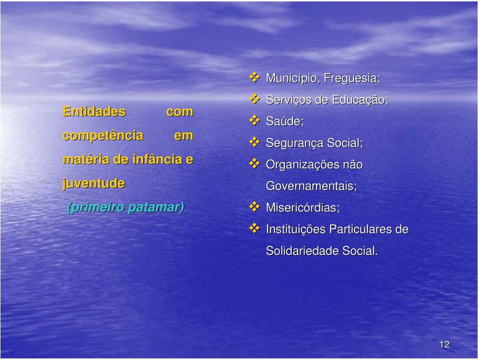 Saúde; Segurança a Social; Organizações não Governamentais;