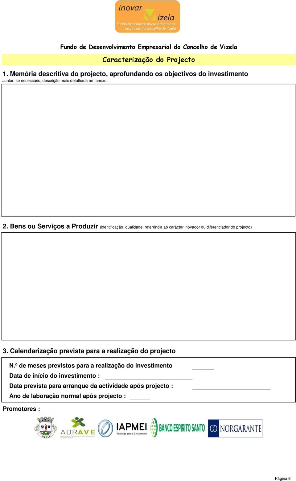 Bens ou Serviços a Produzir (identificação, qualidade, referência ao carácter inovador ou diferenciador do projecto) 3.