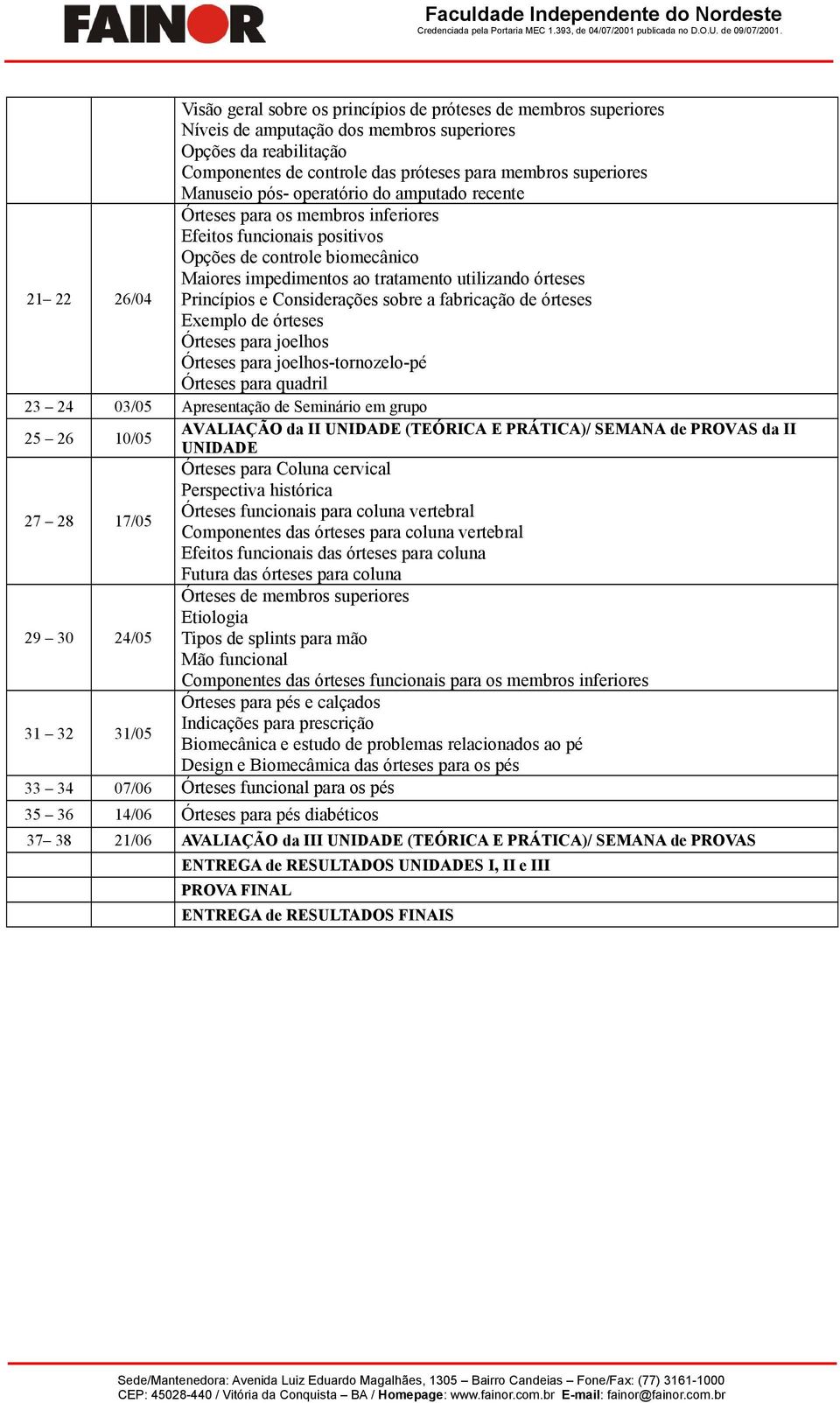 órteses Princípios e Considerações sobre a fabricação de órteses Exemplo de órteses Órteses para joelhos Órteses para joelhos-tornozelo-pé Órteses para quadril 23 24 03/05 Apresentação de Seminário