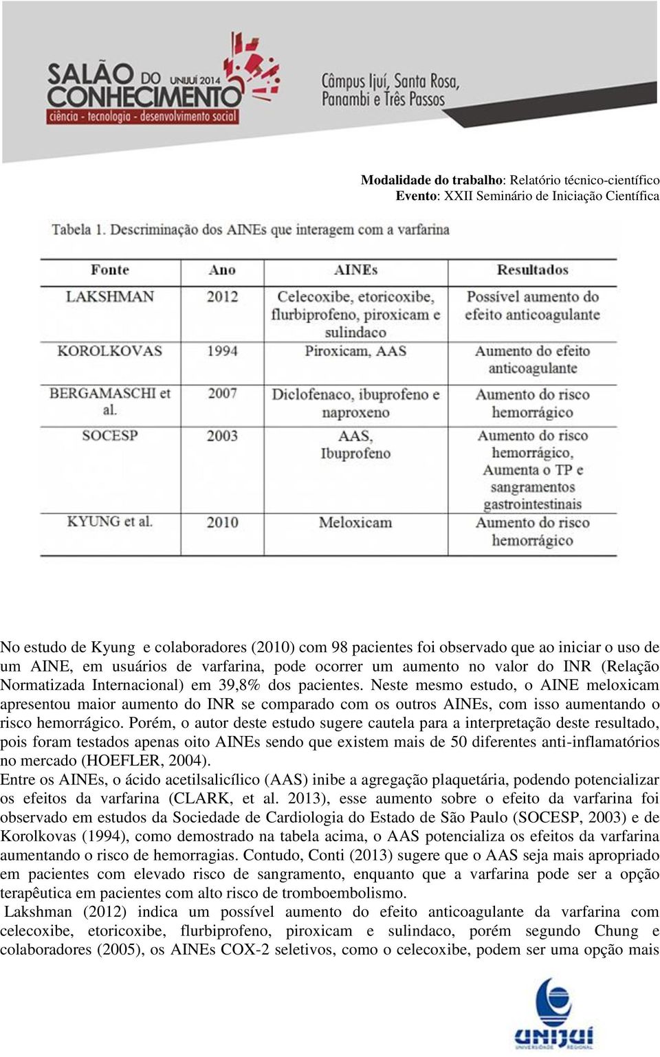 Porém, o autor deste estudo sugere cautela para a interpretação deste resultado, pois foram testados apenas oito AINEs sendo que existem mais de 50 diferentes anti-inflamatórios no mercado (HOEFLER,