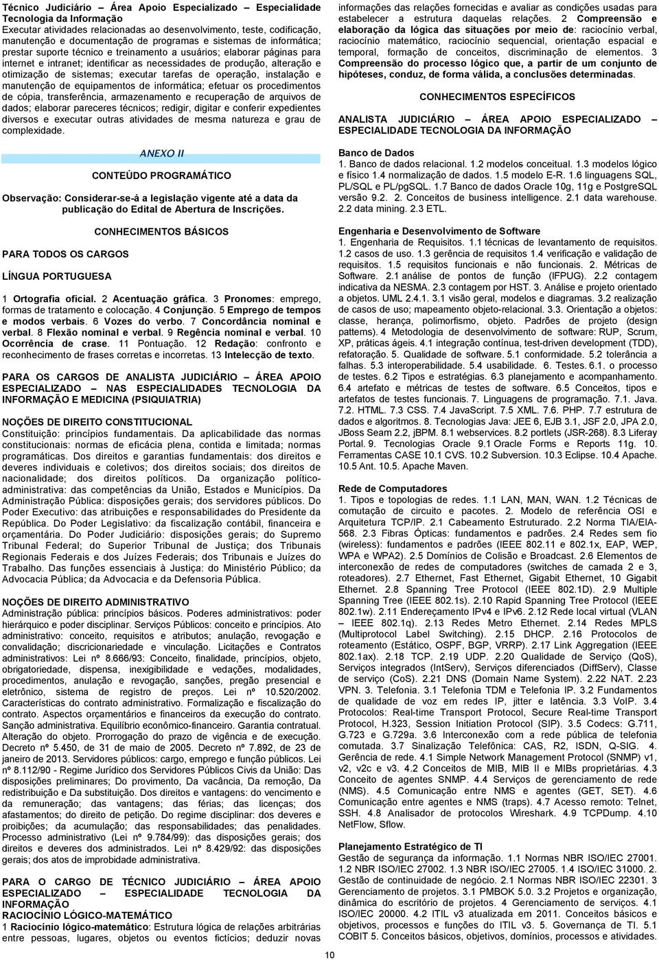 instalação e manutenção de equipamentos de informática; efetuar os procedimentos de cópia, transferência, armazenamento e recuperação de arquivos de dados; elaborar pareceres técnicos; redigir,