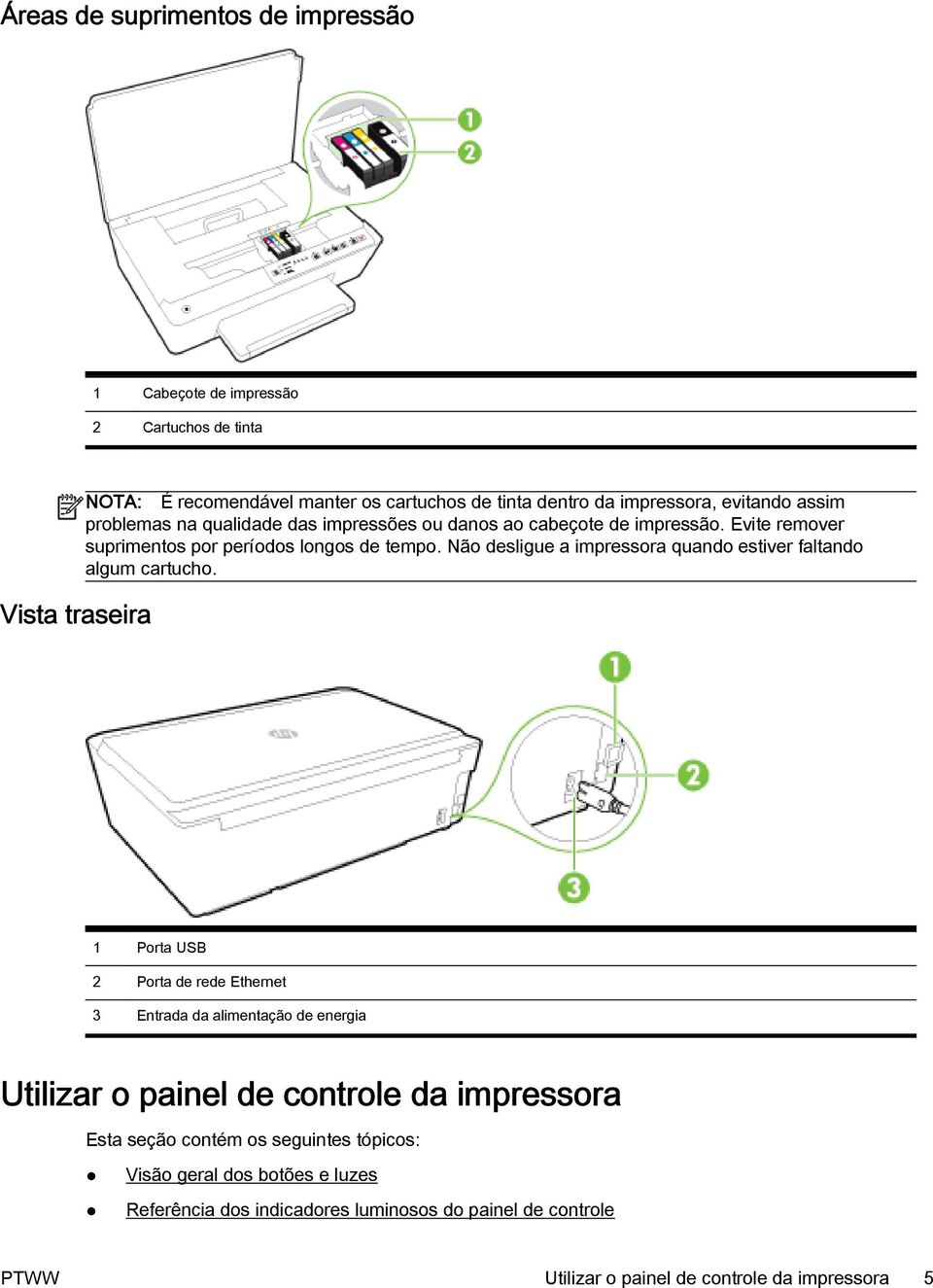 Não desligue a impressora quando estiver faltando algum cartucho.