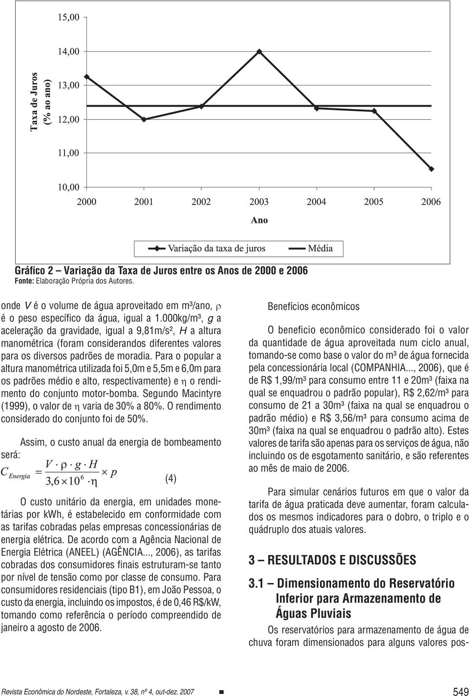 Para o popular a altura manométrica utilizada foi 5,0m e 5,5m e 6,0m para os padrões médio e alto, respectivamente) e η o rendimento do conjunto motor-bomba.