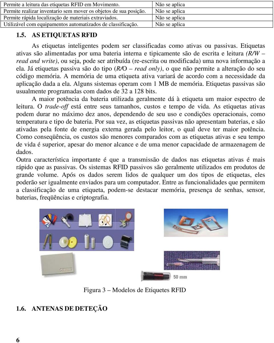 AS ETIQUETAS RFID Não se aplica Não se aplica Não se aplica Não se aplica As etiquetas inteligentes podem ser classificadas como ativas ou passivas.