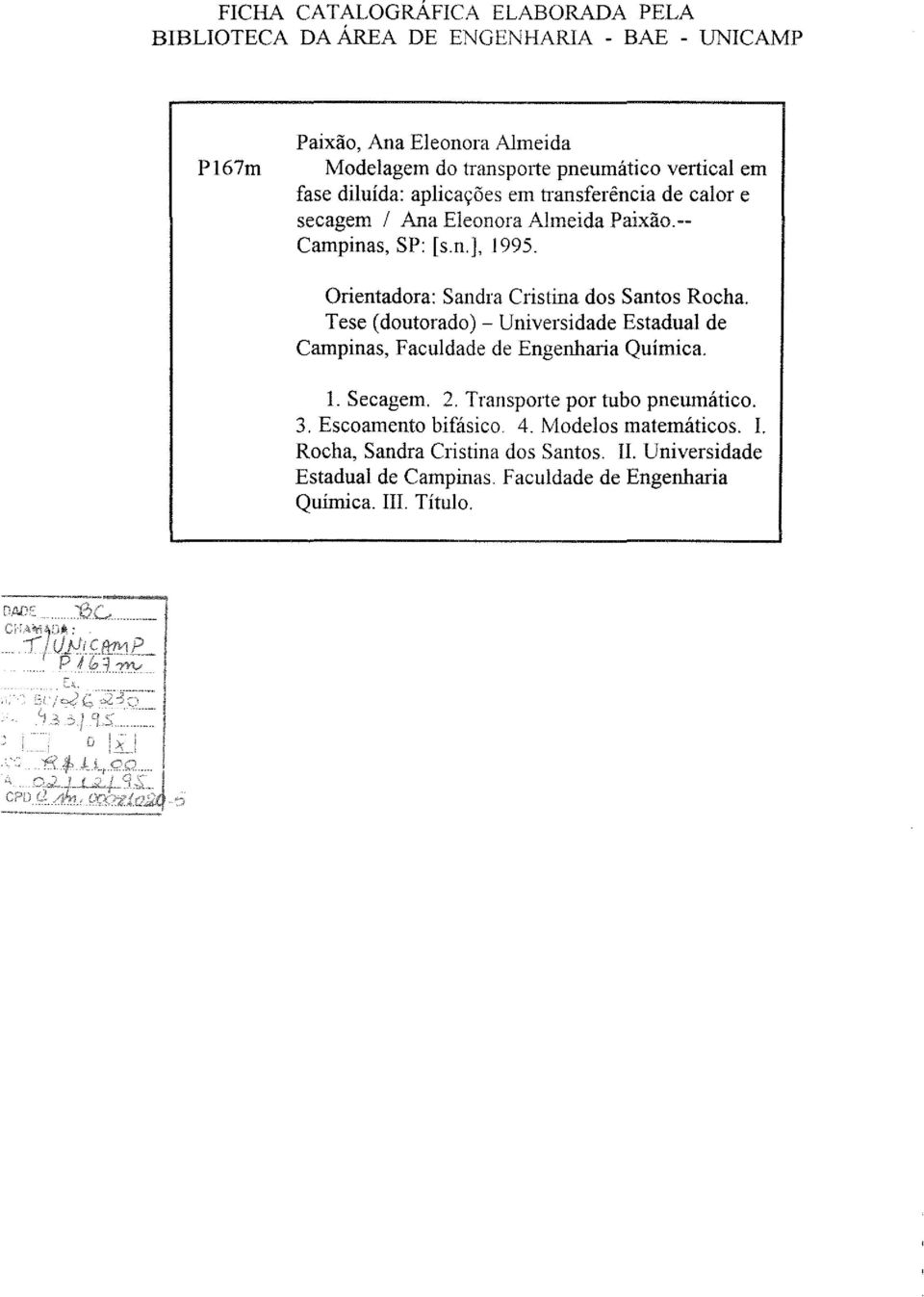 Orientadra: Sandra Cristina ds Sants Rcha. Tese (dutrad)- Universidade Estadual de Campinas, Faculdade de Engenharia Química. 1. Secagem. 2.