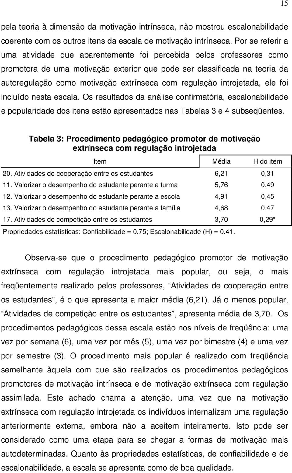 extrínseca com regulação introjetada, ele foi incluído nesta escala.