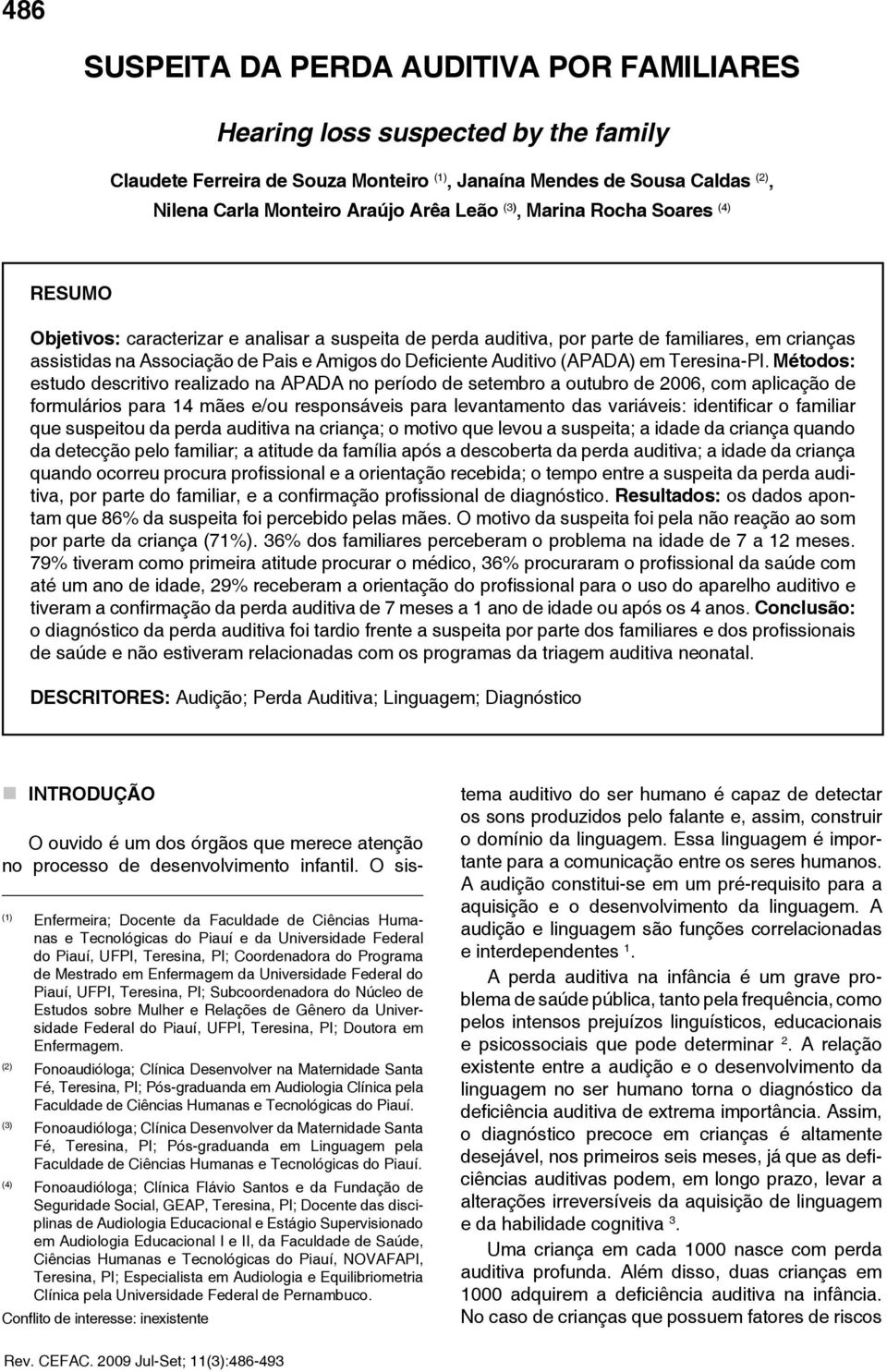 Auditivo (APADA) em Teresina-PI.