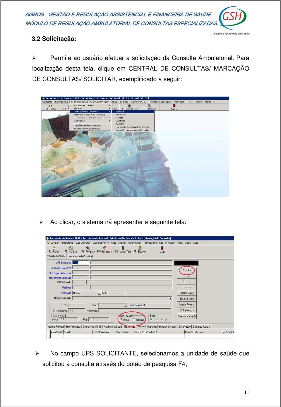 SOLICITAR, exemplificado a seguir: Ao clicar, o sistema irá apresentar a seguinte tela: No