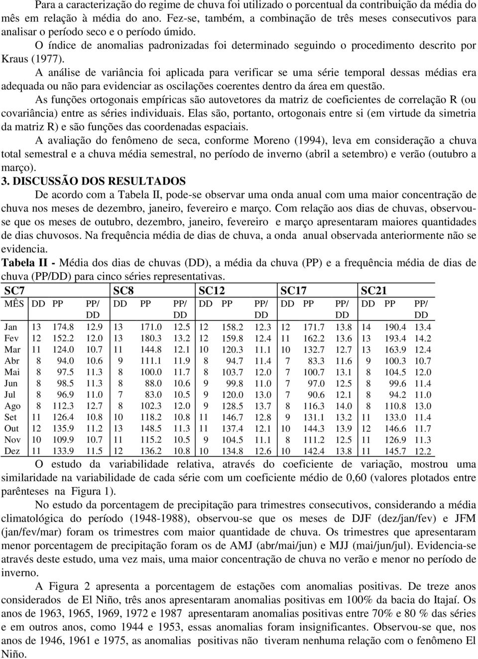 A análise de variância fi aplicada para verificar se uma série tempral dessas médias era adequada u nã para evidenciar as scilações cerentes dentr da área em questã.