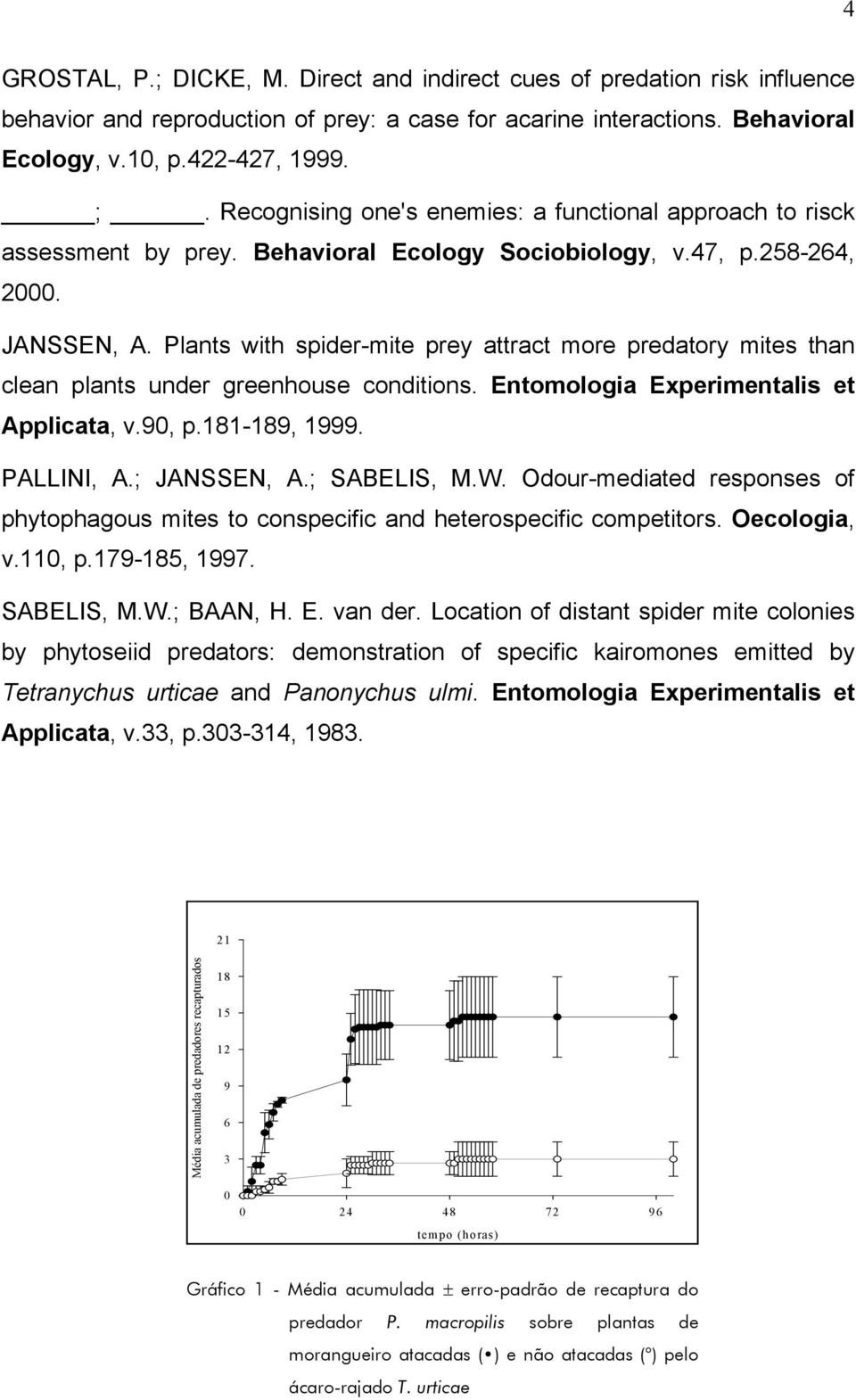 Plants with spider-mite prey attract more predatory mites than clean plants under greenhouse conditions. Entomologia Experimentalis et Applicata, v.90, p.181-189, 1999. PALLINI, A.; JANSSEN, A.