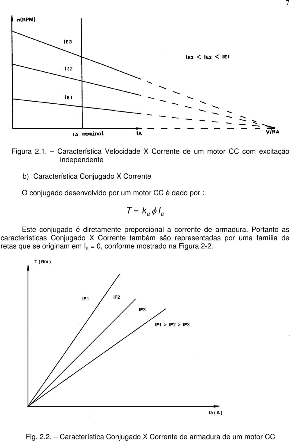 conjugdo desenvolvido por um motor CC é ddo por : T = k φ I Este conjugdo é diretmente proporcionl corrente de