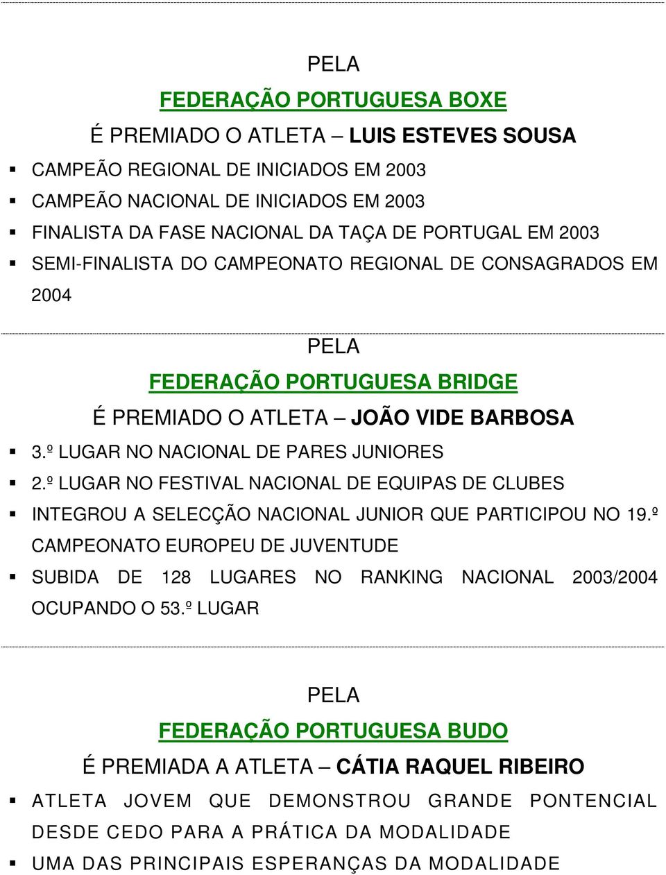 º LUGAR NO FESTIVAL NACIONAL DE EQUIPAS DE CLUBES INTEGROU A SELECÇÃO NACIONAL JUNIOR QUE PARTICIPOU NO 19.