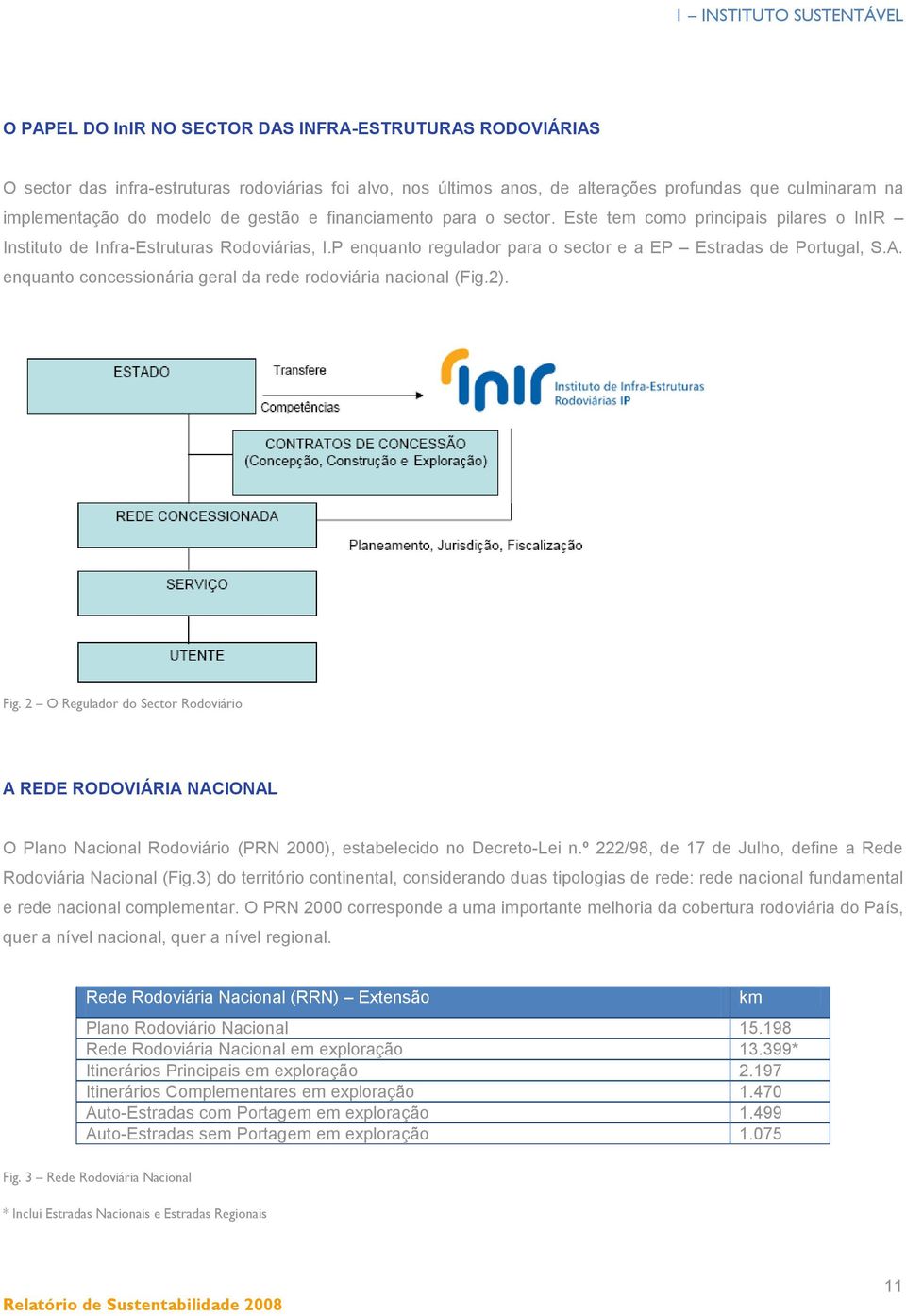 P enquanto regulador para o sector e a EP Estradas de Portugal, S.A. enquanto concessionária geral da rede rodoviária nacional (Fig.2). Fig.