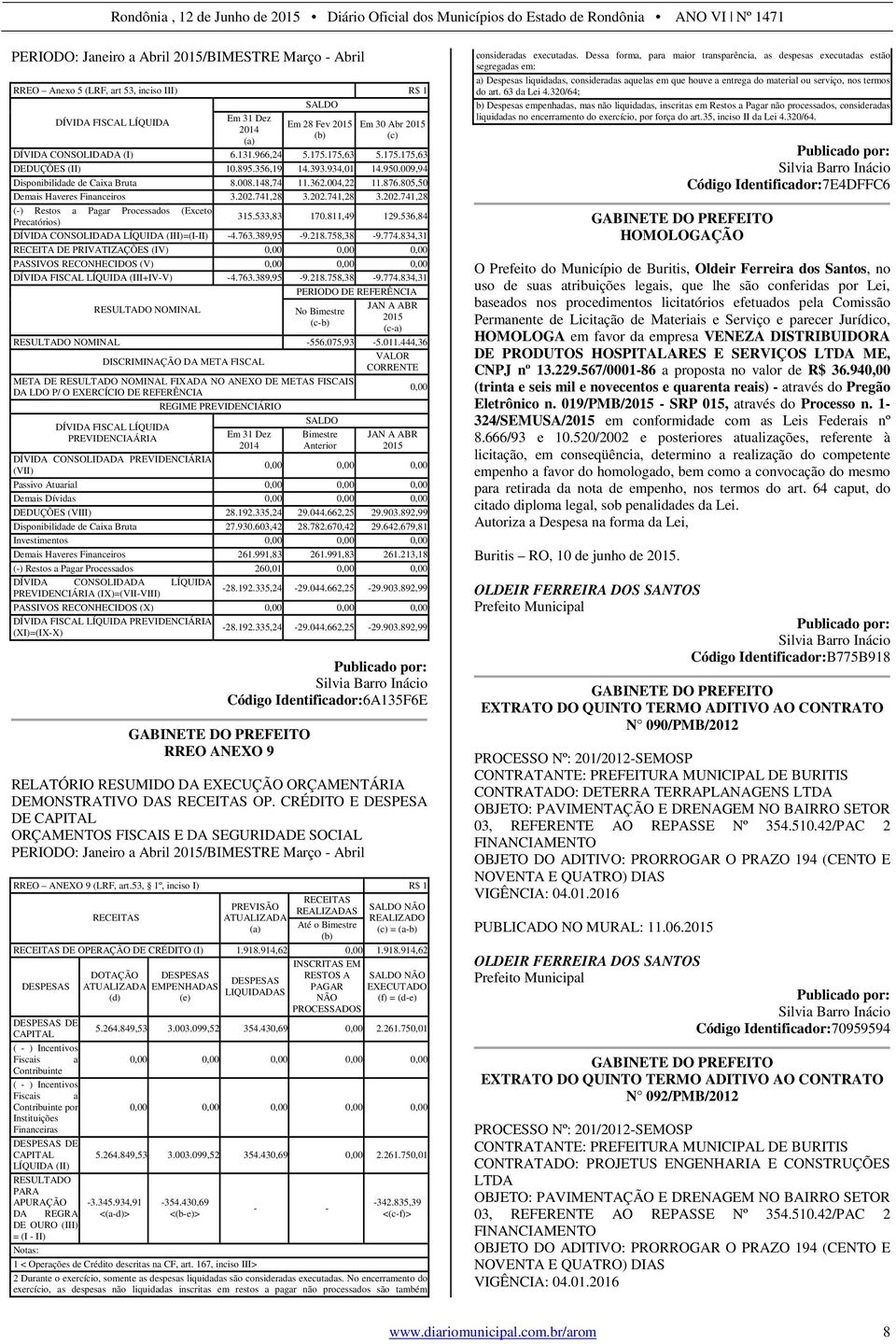 805,50 Demais Haveres Financeiros 3.202.741,28 3.202.741,28 3.202.741,28 (-) Restos a Pagar Processados (Exceto Precatórios) 315.533,83 170.811,49 129.