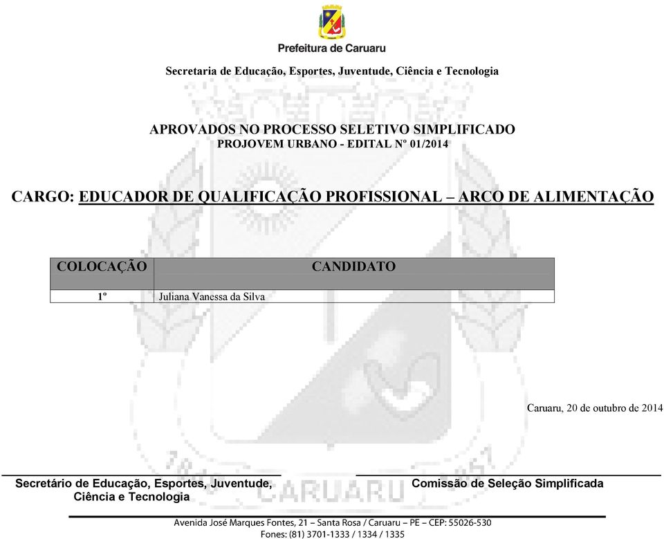 QUALIFICAÇÃO PROFISSIONAL ARCO DE