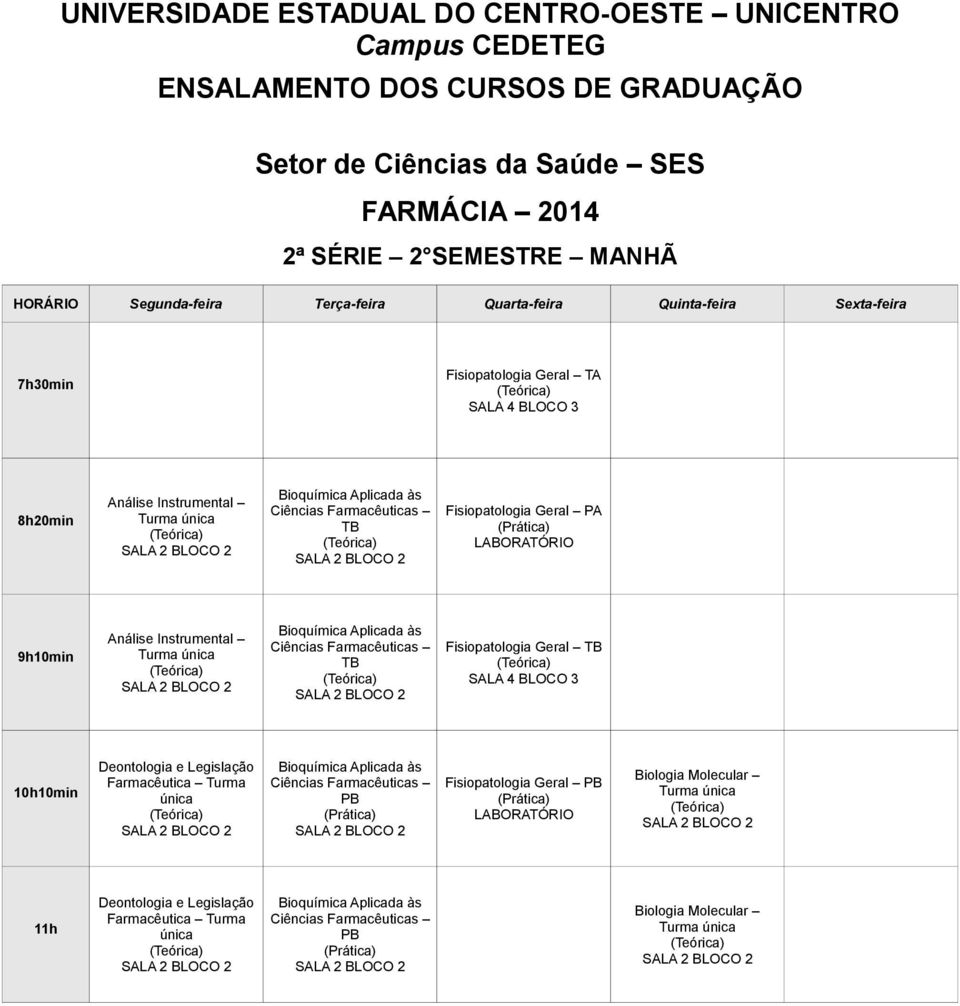 Geral TB SALA 4 BLOCO 3 10h10min Deontologia e Legislação Farmacêutica Turma PB