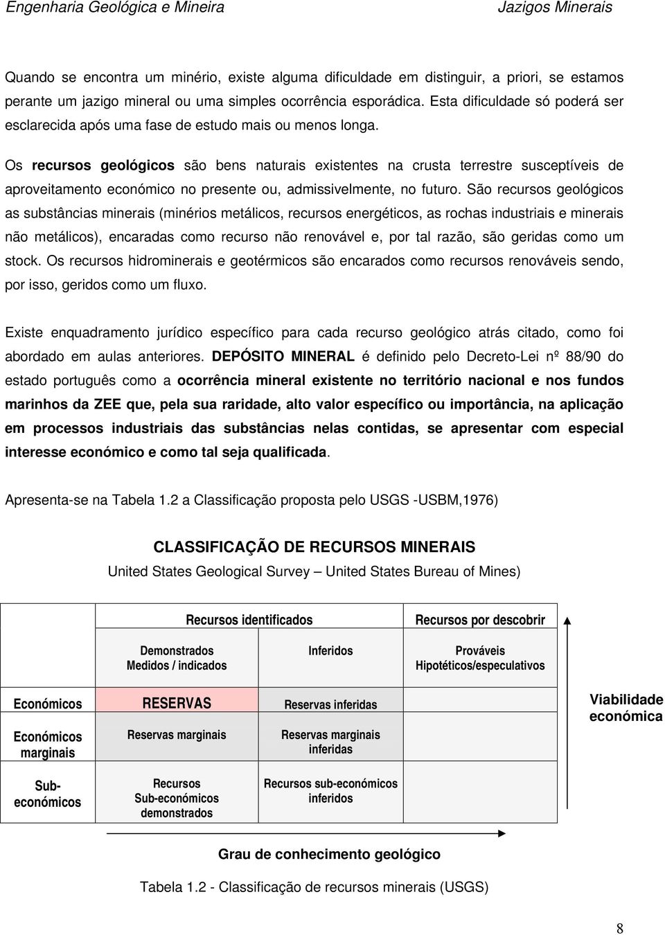 Os recurss gelógics sã bens naturais existentes na crusta terrestre susceptíveis de aprveitament ecnómic n presente u, admissivelmente, n futur.