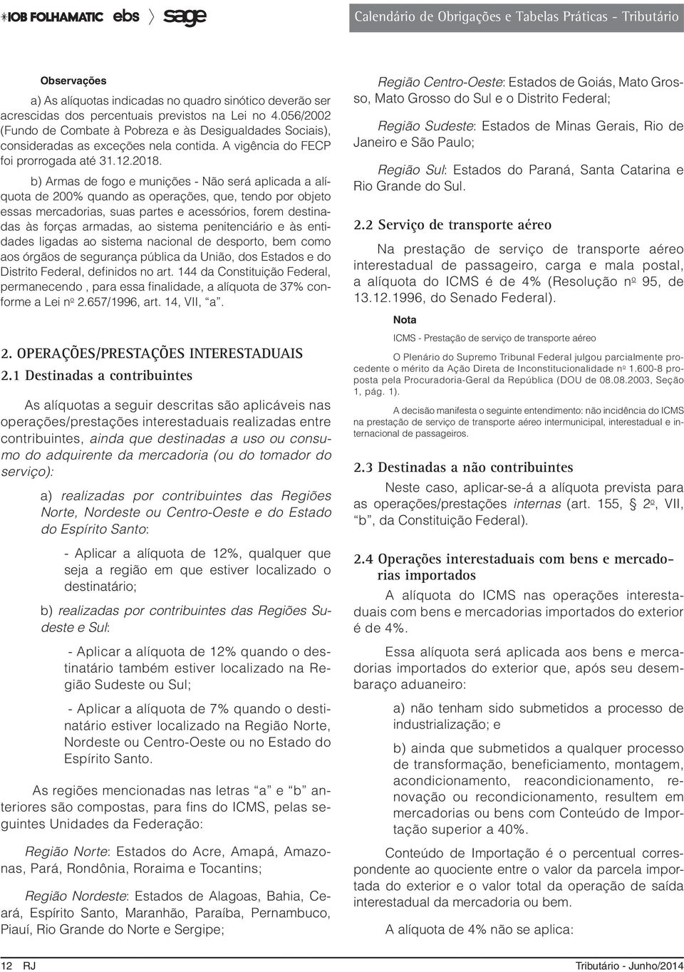 b) Armas de fogo e munições - Não será aplicada a alíquota de 00% quando as operações, que, tendo por objeto essas mercadorias, suas partes e acessórios, forem destinadas às forças armadas, ao