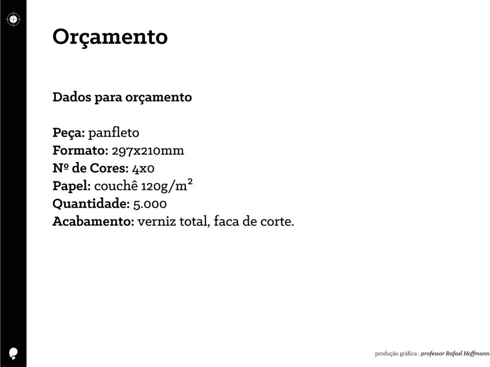 4x0 Papel: couchê 120g/m² Quantidade: 5.