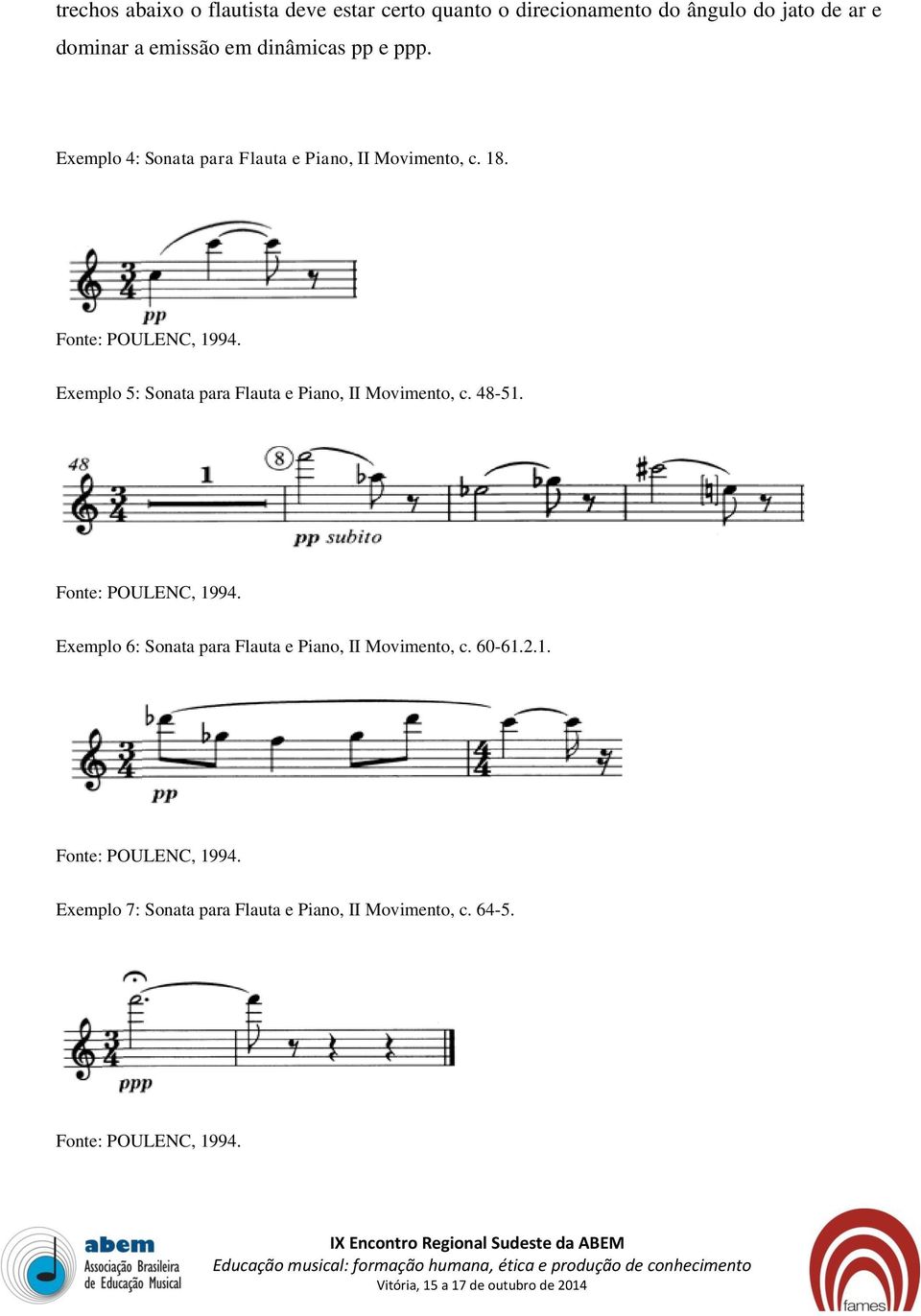 18. Exemplo 5: Sonata para Flauta e Piano, II Movimento, c. 48-51.