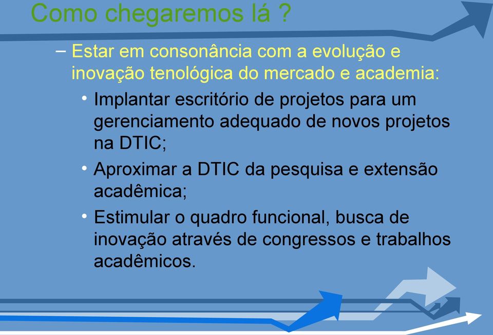 Implantar escritório de projetos para um gerenciamento adequado de novos projetos