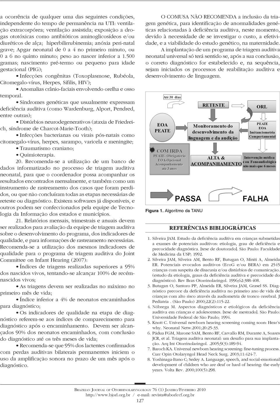 500 gramas; nascimento pré-termo ou pequeno para idade gestacional (PIG); Infecções congênitas (Toxoplasmose, Rubéola, Citomegalo-vírus, Herpes, Sífilis, HIV); Anomalias crânio-faciais envolvendo