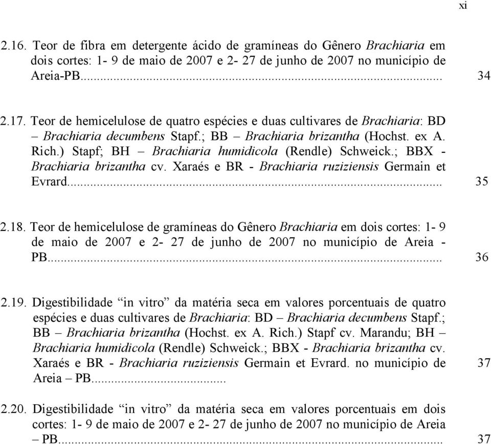 ; BBX - Brchiri riznth cv. Xrés e BR - Brchiri ruziziensis Germin et Evrrd... 35 2.18.