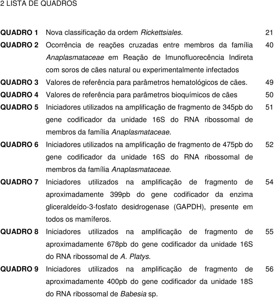 Valores de referência para parâmetros hematológicos de cães.