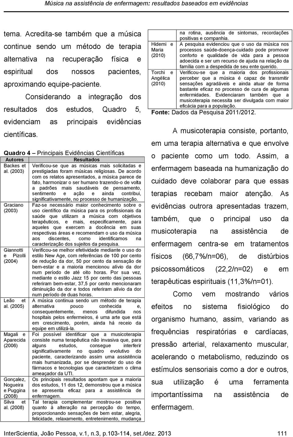 Considerando a integração dos resultados dos estudos, Quadro 5, evidenciam as principais evidências científicas.