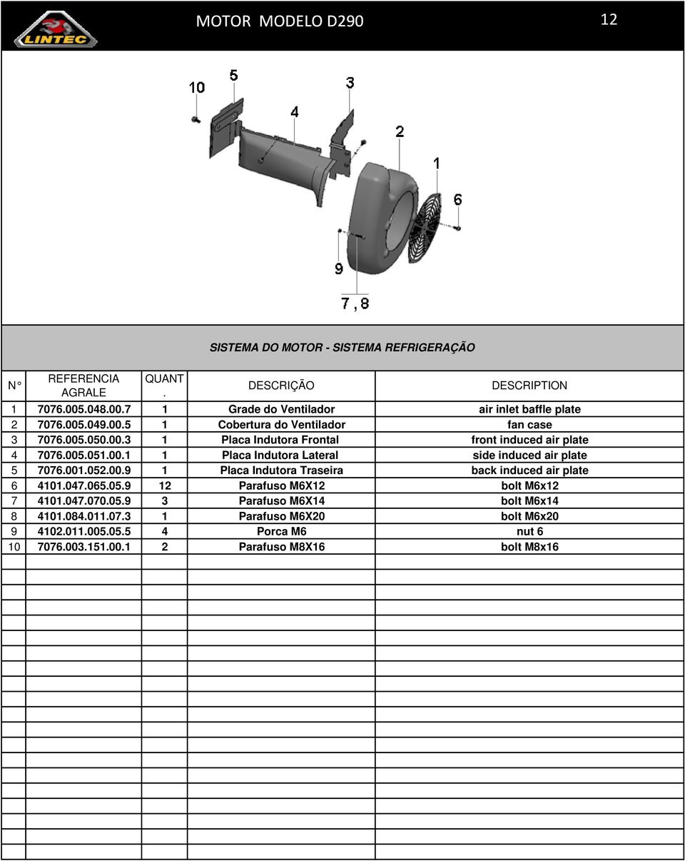 induced air plate 5 7076001052009 1 Placa Indutora Traseira back induced air plate 6 4101047065059 12 Parafuso M6X12 bolt M6x12 7 4101047070059