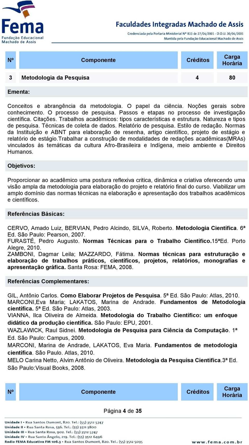 Relatório de pesquisa. Estilo de redação. Normas da Instituição e ABNT para elaboração de resenha, artigo científico, projeto de estágio e relatório de estágio.