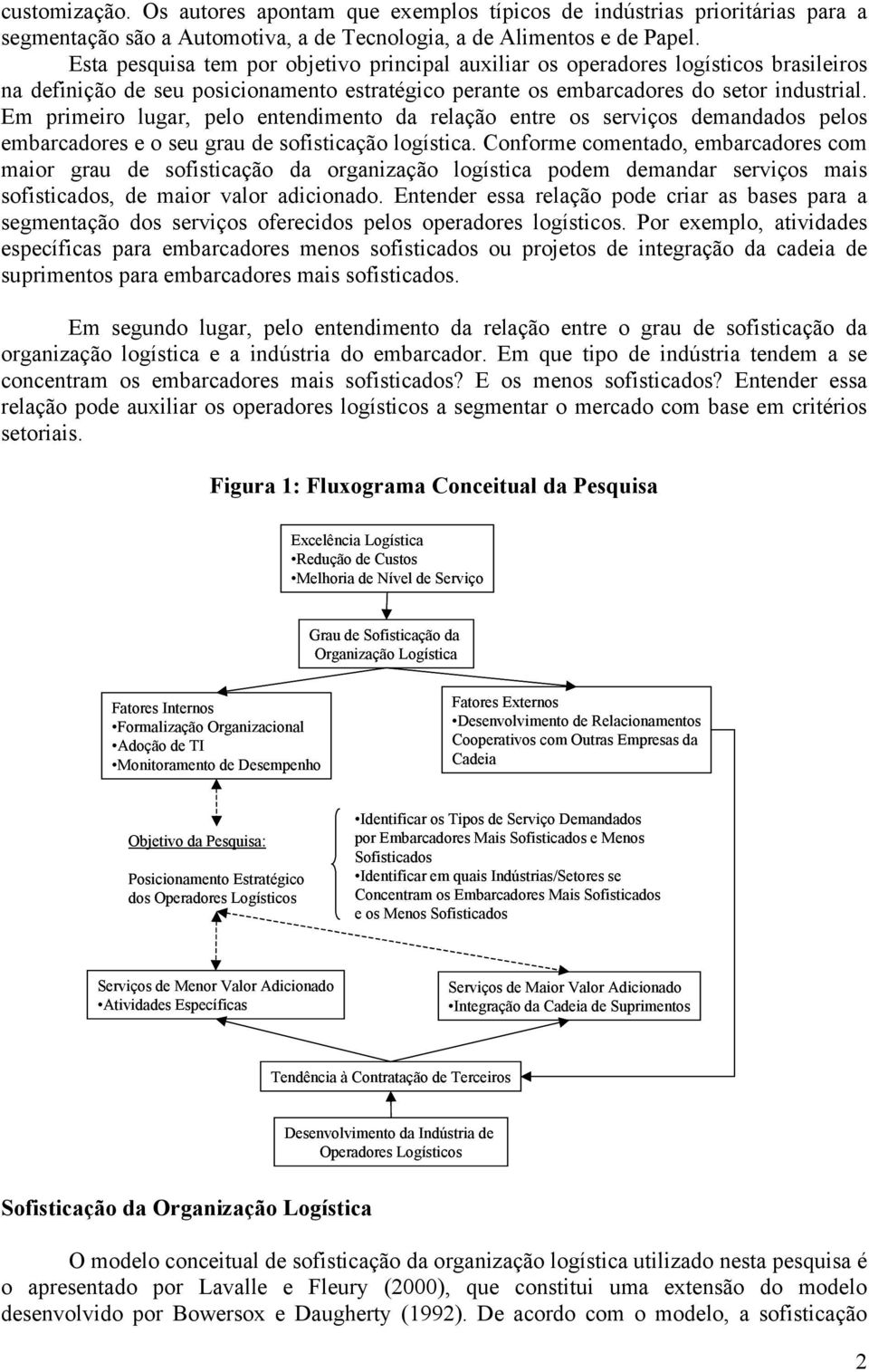 Em primeiro lugar, pelo entendimento da relação entre os serviços demandados pelos embarcadores e o seu grau de sofisticação logística.