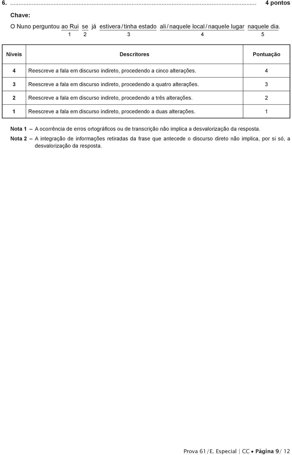 2 eescreve a fala em discurso indireto, procedendo a três alterações. 2 eescreve a fala em discurso indireto, procedendo a duas alterações.