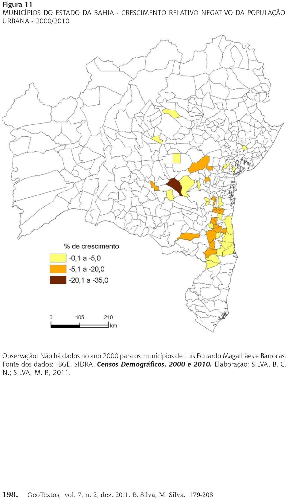 Barrocas. Fonte dos dados: IBGE. SIDRA. Censos Demográficos, 2000 e 2010. Elaboração: SILVA, B.