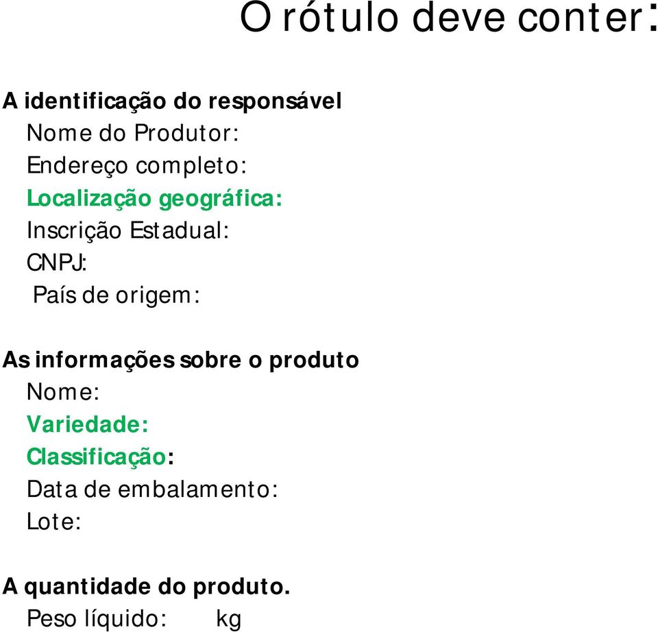 informações sobre o produto Nome: Variedade: Classificação: Data de