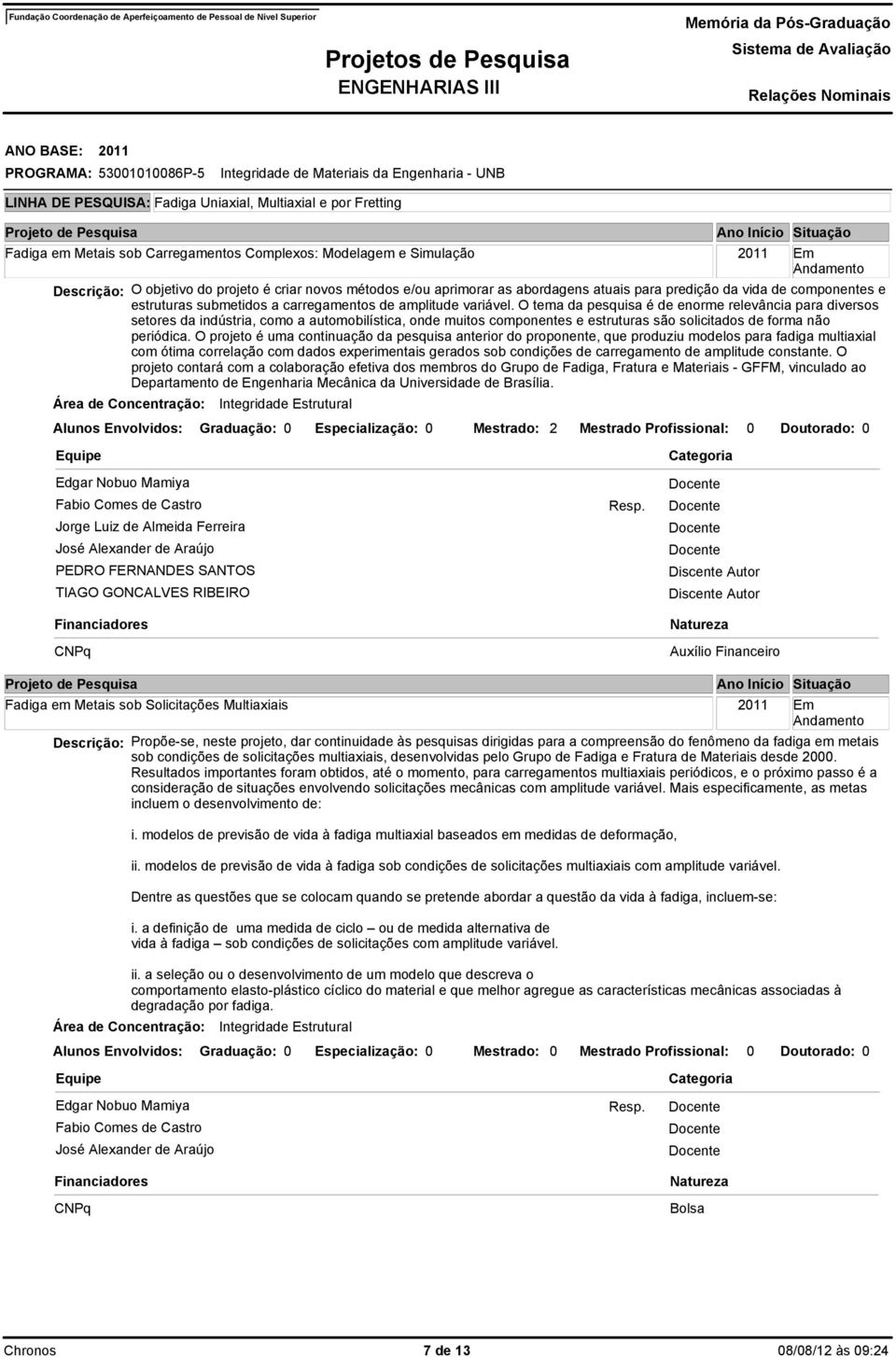 O tema da pesquisa é de enorme relevância para diversos setores da indústria, como a automobilística, onde muitos componentes e estruturas são solicitados de forma não periódica.