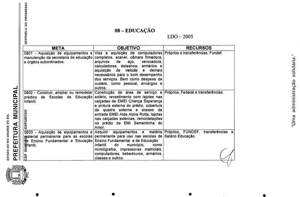 rquivos de go, xerocdor, clculdors, dtshow, rmrios e quisigo de verculo e demis necessrios pre o bom desempenho dos servicos. Bern como despes de custeio, como pessol, encrgos e outros.