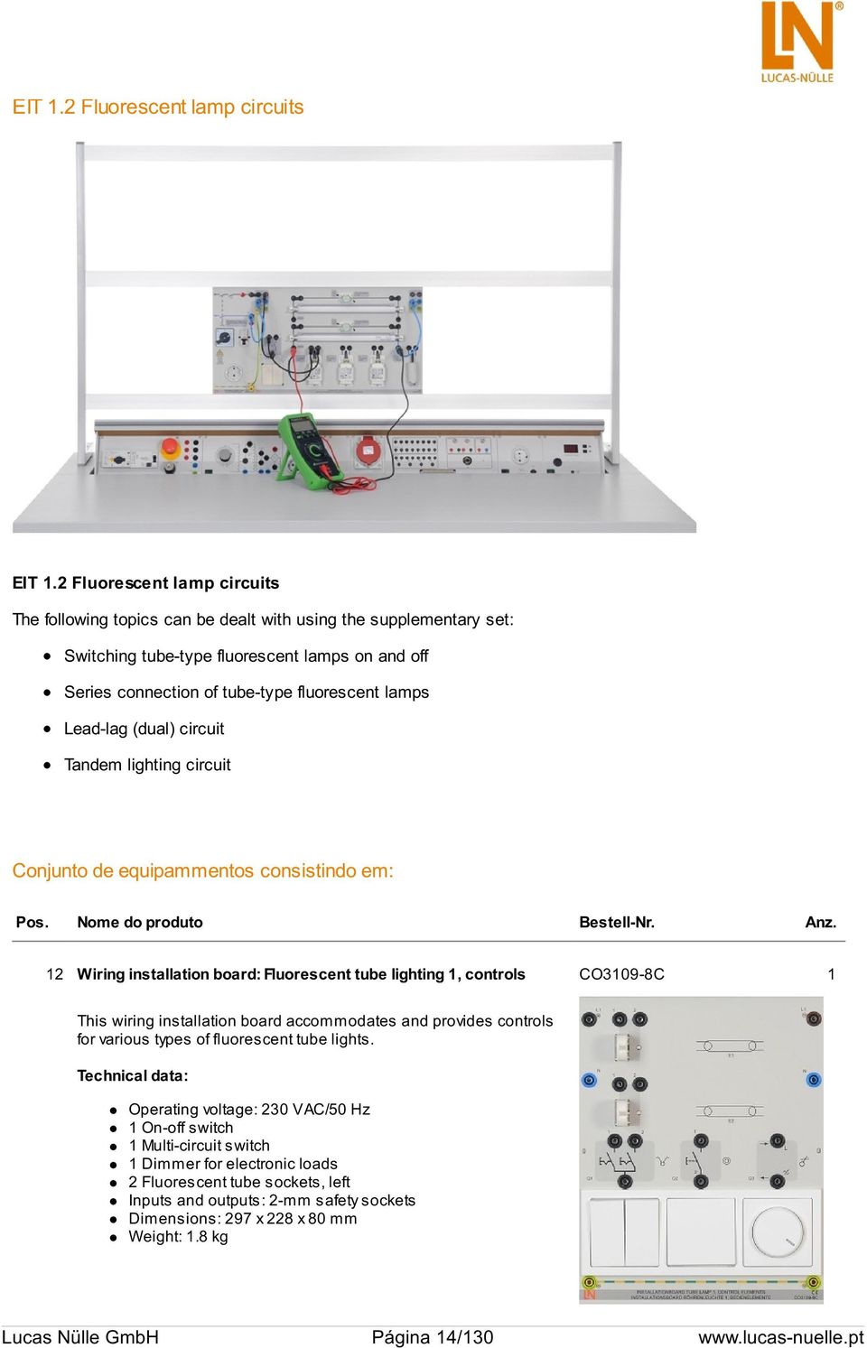 Lead-lag (dual) circuit Tandem lighting circuit Conjunto de equipammentos consistindo em: Pos. Nome do produto Bestell-Nr. Anz.