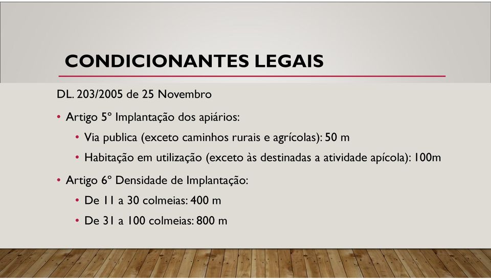 (exceto caminhos rurais e agrícolas): 50 m Habitação em utilização (exceto