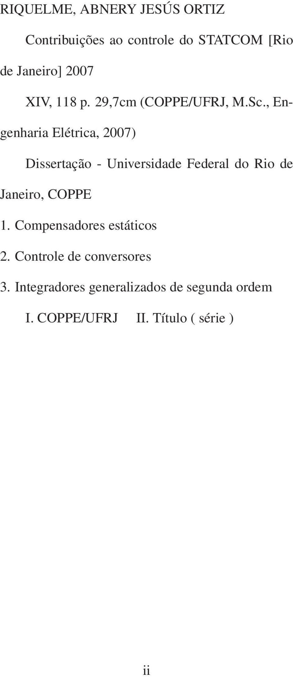 , Engenharia Elétrica, 27) Dissertação - Universidade Federal do Rio de Janeiro, CPPE