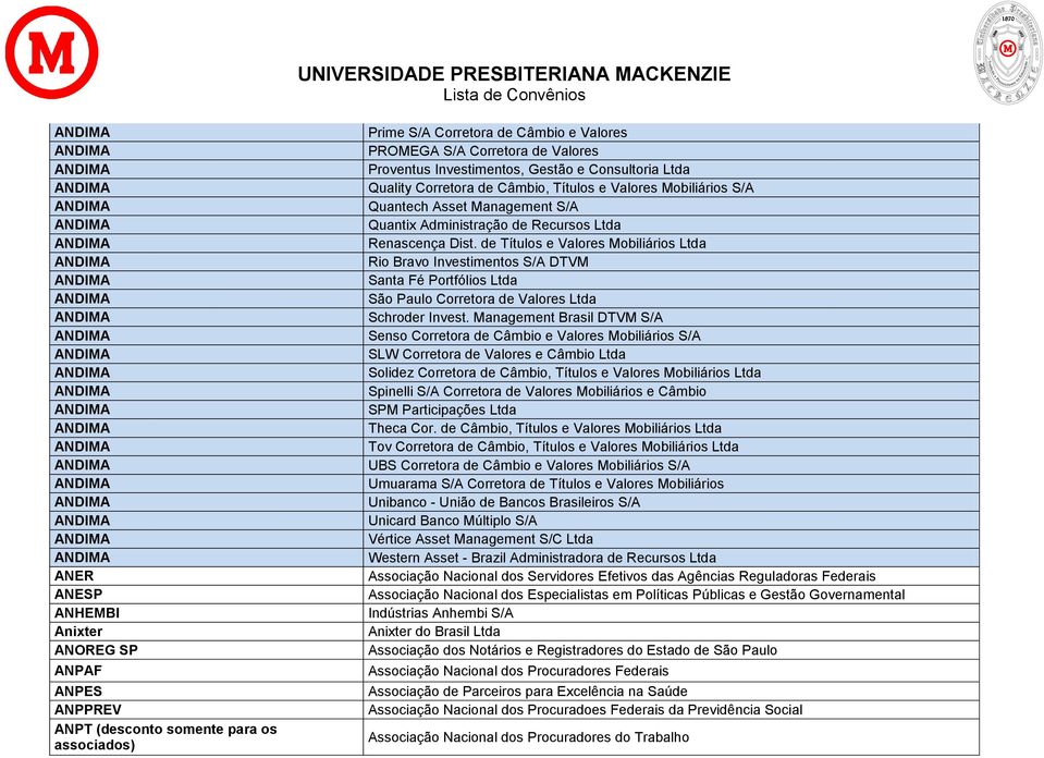 de Títulos e Valores Mobiliários Ltda Rio Bravo Investimentos S/A DTVM Santa Fé Portfólios Ltda São Paulo Corretora de Valores Ltda Schroder Invest.