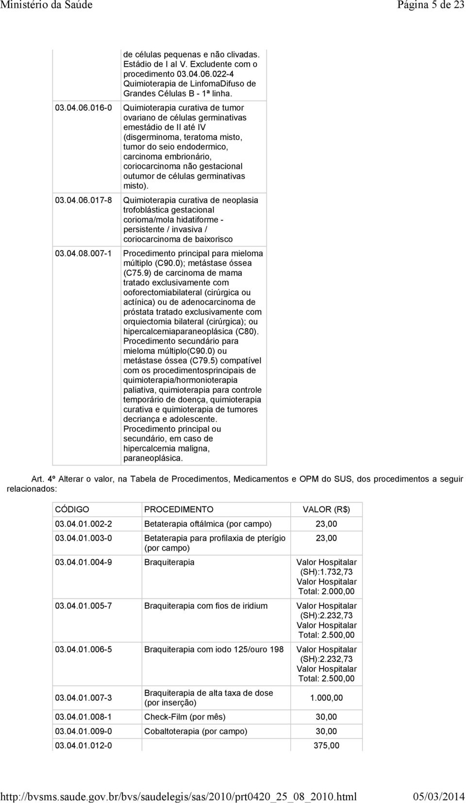 016-0 Quimioterapia curativa de tumor ovariano de células germinativas emestádio de II até IV (disgerminoma, teratoma misto, tumor do seio endodermico, carcinoma embrionário, coriocarcinoma não