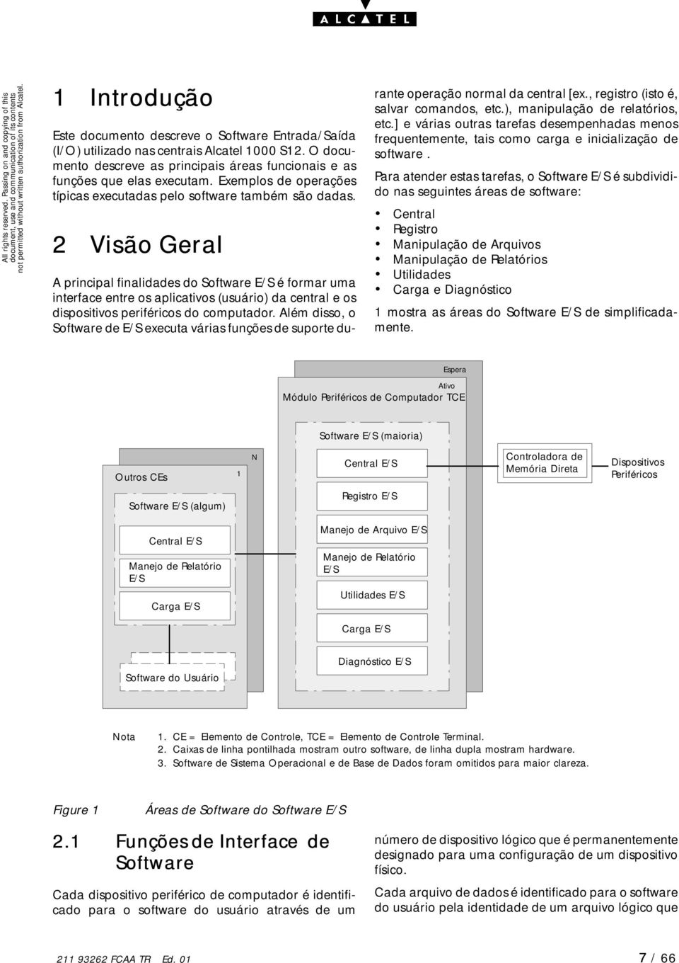 2 Visão Geral A principal finalidades do Software E/S é formar uma interface entre os aplicativos (usuário) da central e os dispositivos periféricos do computador.