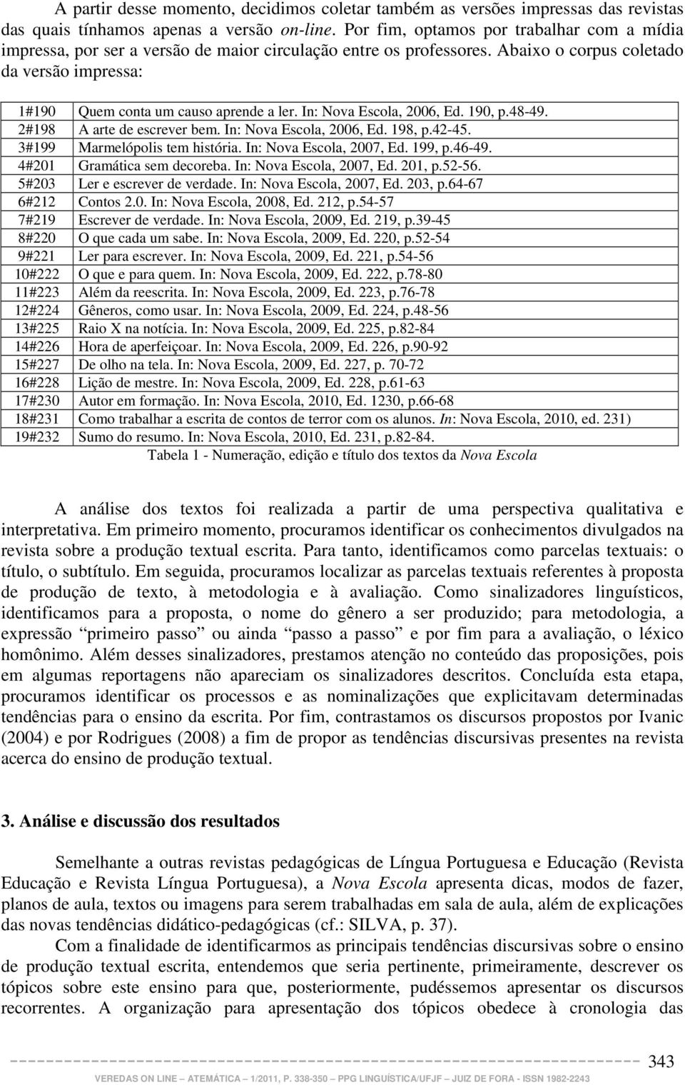 In: Nova Escola, 2006, Ed. 190, p.48-49. 2#198 A arte de escrever bem. In: Nova Escola, 2006, Ed. 198, p.42-45. 3#199 Marmelópolis tem história. In: Nova Escola, 2007, Ed. 199, p.46-49.