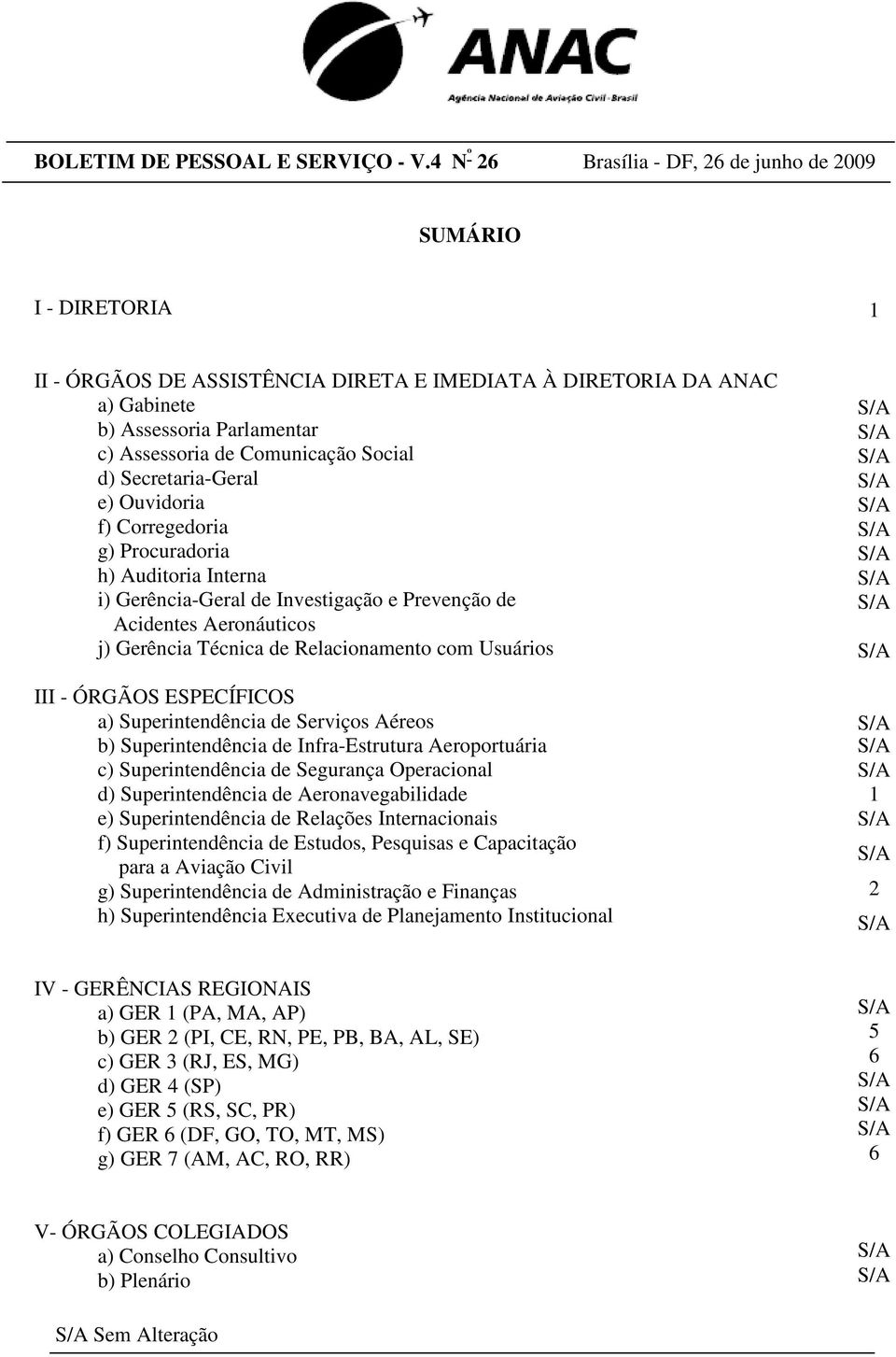 Social d) Secretaria-Geral e) Ouvidoria f) Corregedoria g) Procuradoria h) Auditoria Interna i) Gerência-Geral de Investigação e Prevenção de Acidentes Aeronáuticos j) Gerência Técnica de