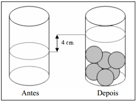 2-(UFJF) Considere um recipiente em forma de um cilindro circular reto,cujo diâmetro da base é 8 cm, contendo uma certa quantidade de água.