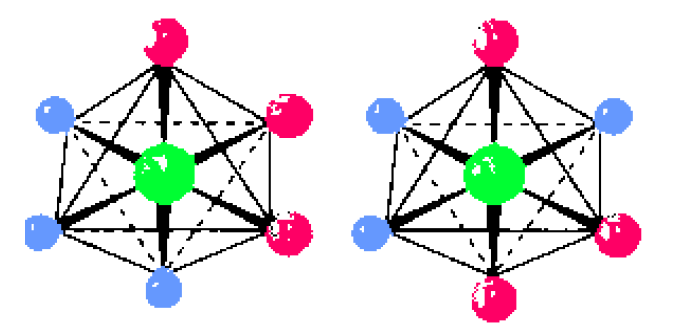 Para os complexos do tipo MA 3 B 3, dois isômeros são