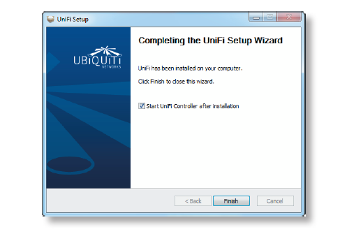 Nota: O software UniFi controlador também pode ser iniciado em Iniciar > Todos