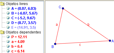 Atividade 8: Construção de um triângulo congruente a outro triângulo, utilizando o caso LLL. a) Construa um triângulo ABC, sem preenchimento de cor rosa.