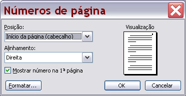 17 INSERINDO O NÚMERO DE PÁGINA Existem duas formas de inserir o número da página: A 1ª opção é pela caixa de diálogo, acessada pelo: Comando: Menu Inserir -> Número de Página (Word 2007) Comando: